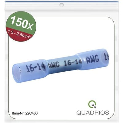 Quadrios 22C466 Stootverbinder Met krimpkous 1.5 mm² 2.5 mm² Volledig geïsoleerd Blauw 1 set(s)