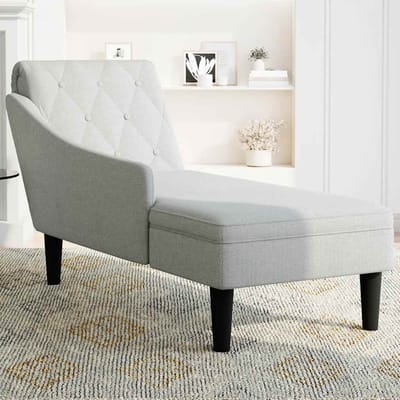vidaXL - Chaise - longue - met - kussen - en - rechterarmleuning - stof - wolk - grijs