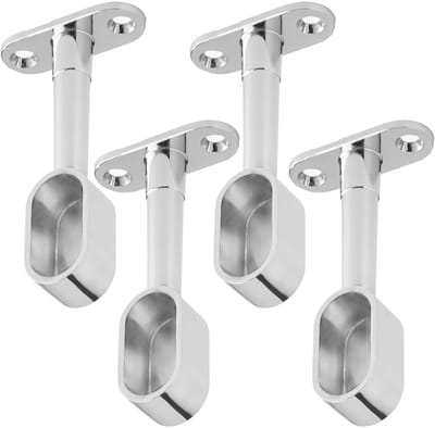 SOTECH 2 paar (4 stuks) Garderobestanghouder eindstuk voor 2 ovale garderobestangen (30 x 15 mm) Gepolijst chroom in hoogte verstelbaar 84 - 112 mm