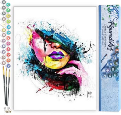 Figured'Art Schilderen op Nummer Volwassenen canvas Gezicht van de vrouw - Handwerk acrylverf Kit DIY Compleet - 40x50cm zonder frame
