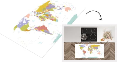 Keukenloper - Loper keuken - Wereldkaart - Pastel - Kleuren - 120x60 cm - Keukenloper vinyl