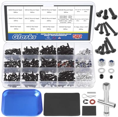 Universele RC-schroefkit met 502 stuks zeskantschroeven en gereedschappen voor schaal RC-auto's