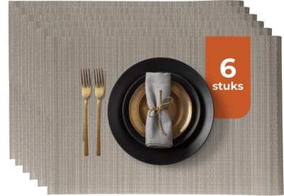Castagnola Placemats - Placemat van Kunststof - Onderlegger - Onderzetter - Placemats Plastic en PVC - 6 Stuks - 45 x 30 cm - Bruin