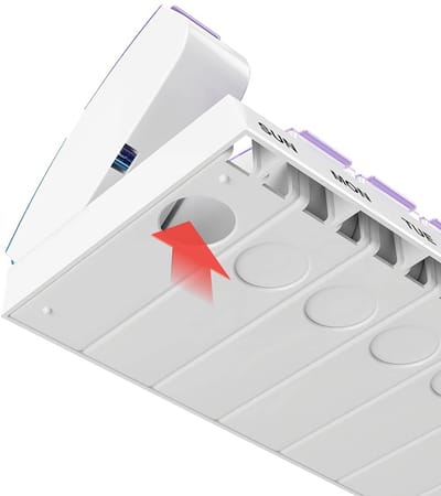 Wekelijkse pillenorganizer voor 's ochtends en 's avonds, 7-daagse vitamine- en pillenhouder, met een groot uitklapbaar vak, pillenrek voor tweemaal daagse dosering, geel en blauw deksel, reisvriendelijk ontwerp.
