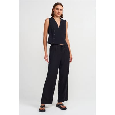 Dames Wijde Tencel Broek met Touwtjes in de Taille