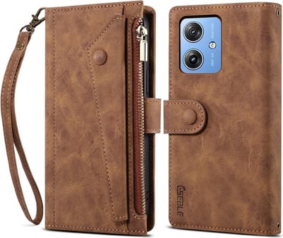 Coverup Hoesje - Geschikt voor Motorola Moto G55 Hoesje - Coverup Book Case met Portemonnee - Bruin