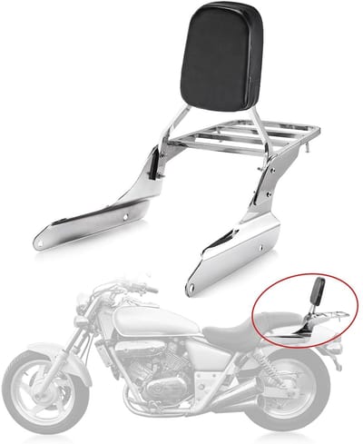 Dailygoods- Sissy Bar Hoogwaardige Rugleuning - Bagagedrager - Kussen voor Passagiersrugleuning - Montagegat 22 cm - Compatibel met Shadow VT600/VLX600 - Rugsteun