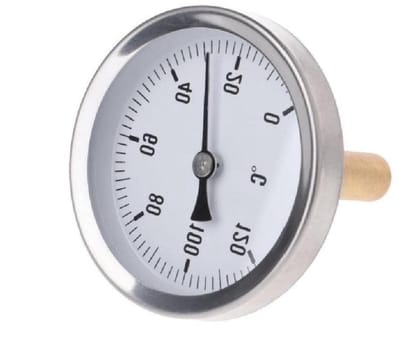 Thermometer met 63mm Wijzerplaat voor Vloeistoffen, Water en Olie Tank - Aluminium Temperatuurmeter