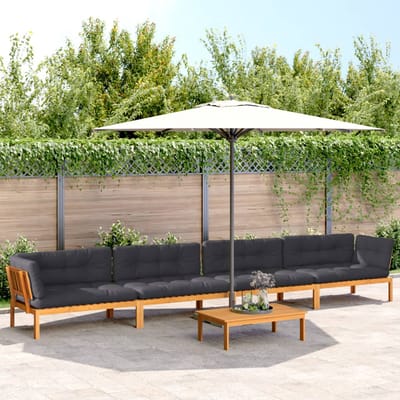 vidaXL - 5-delige - Loungeset - pallet - met - kussens - massief - acaciahout