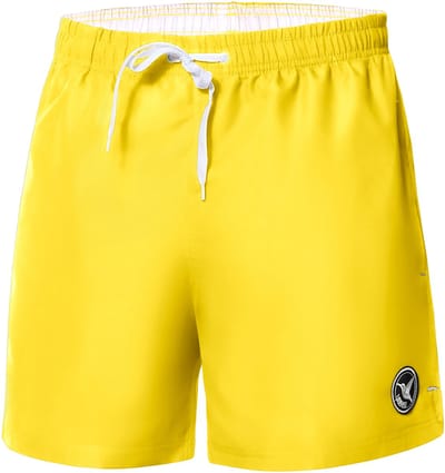 Ladeheid LA-LA40-198-SWS Heren Zwembroek - Zwemshorts - met zijzakken en achterzak - sneldrogend - met binnenslip van mesh - Koordsluiting - Polyester - Geel - S