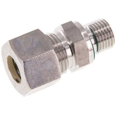 G 1/4'' Buitendraad x 12L RVS Rechte Knelfitting met FKM Afdichting 315 Bar DIN 2353 - FL2S-MO-STFP-014G-12-L