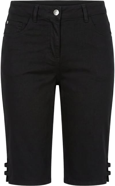 Angel of Style - Dames - Jeans-bermuda Berry rechte pijp 5-pocket zoomsplit - Zwart - Maat 46
