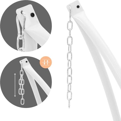 Hangstoel met frame - Schommelstoel buiten - Ontspannen uren creëren - Stabiel metalen frame - Tot 120 kg - Beige