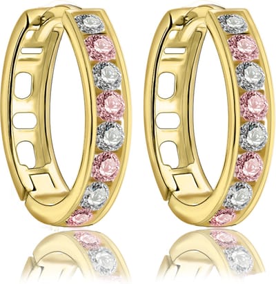 Juwelier Zwartevalk - 14 karaat gouden kinder oorbellen met zirkonia 12.111.066/15 mm--