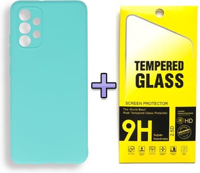 HB Hoesje Geschikt voor Samsung Galaxy A32 4G - Turqoise + Tempered Glazen Screenprotector - Siliconen Back Cover