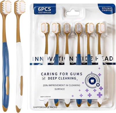 6Pcs Volwassen Brede Hoofd Zachte Haartandenborstel - Zachte Handmatige Tandenborstel met Uitstekend Reinigingseffect - Ultra Zachte Borstel Draad voor Effectieve Tand- of Tandvleesreiniging voor Reizen en Gebruik