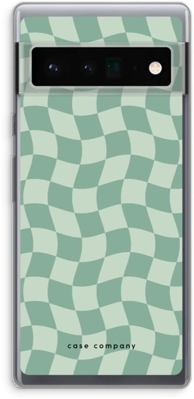 Case Company® - Hoesje geschikt voor Google Pixel 6 Pro hoesje - Grid Groen - Soft Cover Telefoonhoesje - Bescherming aan alle Kanten en Schermrand