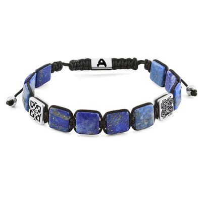 Elysian | Armband met Platte Zilverkleurige en Lapis Lazuli Kralen
