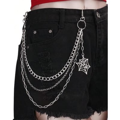 Europese en Amerikaanse Sieraden Trend Punk Stijl Persoonlijkheid Drie-laags Spinnenweb Jeans Ketting Honderd Decoratie 1pcs zilver