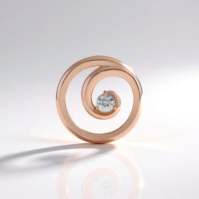 Cavill - Zilveren Hanger met Cambodjaanse 1,058 ct Zirkoon - 925 Sterling Zilver Rosé Verguld - Elegant Rond Briljant Spiraal 28x28 mm