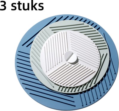 3-delige set - Siliconen deksels - 2-in-1- Hittebestendige mat - Pandeksel - Placemat - Set siliconen deksels - Groot, middelgroot, klein - Geschikt voor magnetron - Geschikt voor vaatwasser - Uitstekende afsluiting - Diverse kleuren