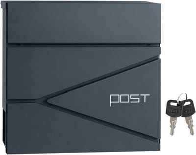 Songmics – Wandbrievenbus – Afsluitbaar – Met Krantenvak – Antraciet - GMB051G02