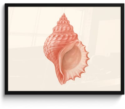 Poster in lijst - Fotolijst 70x50 cm - Posters - Schelp - Roze - Structuur - Posterlijst zwart - Decoratie - Wanddecoratie woonkamer - Muurdecoratie slaapkamer