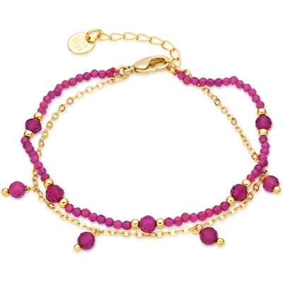 Luxenter Armband van roze kristal met 18-karaats geelgouden afwerking - Aira
