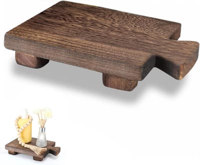 Houten Zeep Dish met Pedestal, Kleine Tray voor Cosmetica, Parfum en Lotion, Handige Accessoire voor Badkamer en Keuken