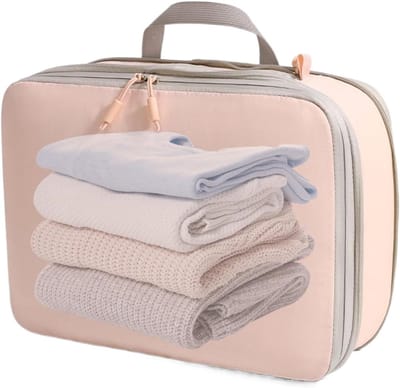 Ruimtebesparende tas - Reiszak organizer - Reis bagage organiseren - Waterdicht en stofvrij - 41x31x3 cm - roze