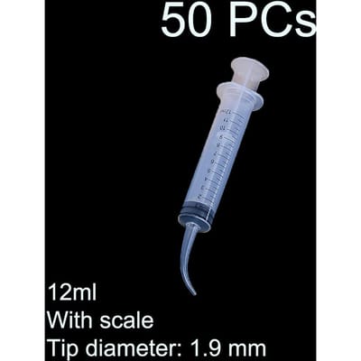 50 Stuks Disposable Tandheelkundige Irrigatiespuit Gebogen Tip 12ml Tandarts Gebruik Tip Diameter 1,9mm Tandheelkunde Materiaal gray