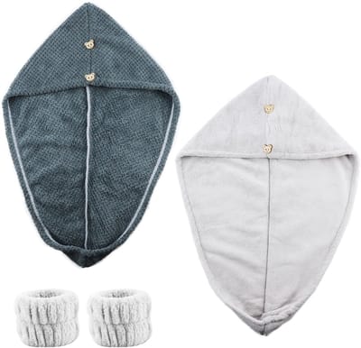 Dailygoods- Handdoek Haar - 2 Stuks Microvezel - Sneldrogend - Anti-Kroes - Haartulband - Lichtgewicht - Geschikt voor Dames