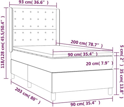 vidaXL - Boxspring - met - matras - fluweel - donkergroen - 90x200 - cm
