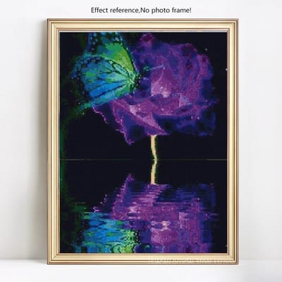 5D DIY volledige ronde diamant schilderij vlinder en bloem strass mozaïek diamant 20X30CM blue