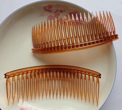 Licht Bruin Amber Haarkammen 2stuks-Large 12,5x 4,7 CM- Insteekkam Haar accessoire-Youhomy haarfashion- Haarspelden- Haarklauwen- Bruid| Feest| Gala