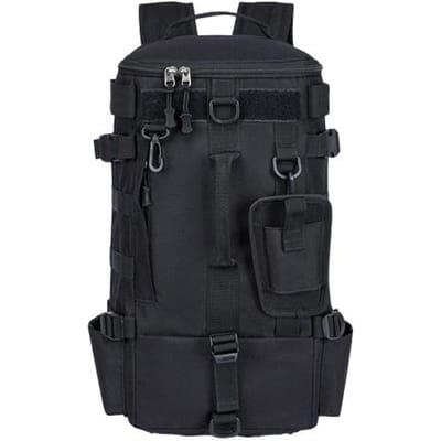 Sac à dos de pêche avec support de canne à pêche, grande capacité, tissu Oxford imperméable, sac de rangement pour accessoires de matériel de camping, randonnée, chasse, pêche noir