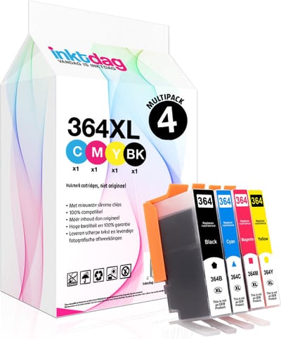 Inktdag inktcartridge voor hp 364 xl, hp 364xl inktcartridges , hp 364 inktcartridges van 4 stuks voor HP Photosmart 5510 ,5514, 5515 ,5520 ,5522 ,5524 ,5525 ,6510 ,6520 ,6525 ,7510, 7520 ,B109n , B110 ,B209a ,B210, B8550 ,C5380 ,C6380 ,D5460
