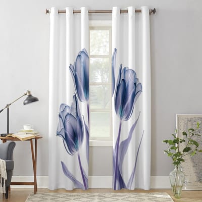 Bloem Tulp Transparant Abstract Modern Raamgordijnen voor Woonkamer Slaapkamer Gordijn Keuken Behandeling Jaloezieën Drapes 135W x 92H(cm) x1