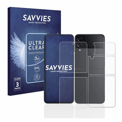 Savvies - Screenprotector voor Samsung Galaxy Z Flip 4 (Voor+Achter) - Folie Beschermfolie transparant 6 Stuks