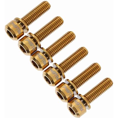 6 stuks M5 x 18mm Titanium Stuurpenbout Met Ring Vervanging Voor Fiets(gouden)