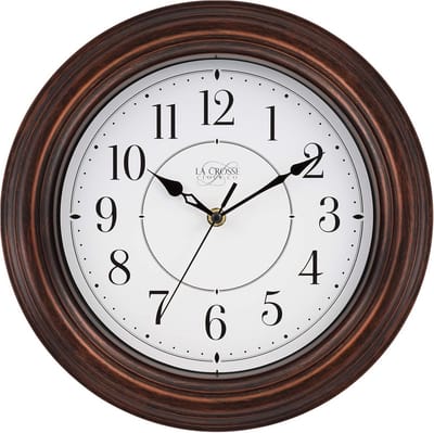 Wandklok 30 CM Houtlook Digitaal Inclusief Binnen- en Buitentemperatuur