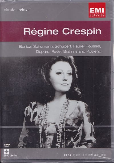 DVD Régine Crespin - Diverse componisten - Régine Crespin (sopraan), Orchestre Philharmonique de l'ORTF o.l.v. Jean-Claude Hartemann, Christian Ivaldi, Janine Reiss (piano)