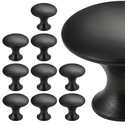 Somstyle Kastknoppen Set - 10 Stuks - Ø 27 MM - Deurknoppen voor Kasten - Meubelknop - Handgreep - Zwart