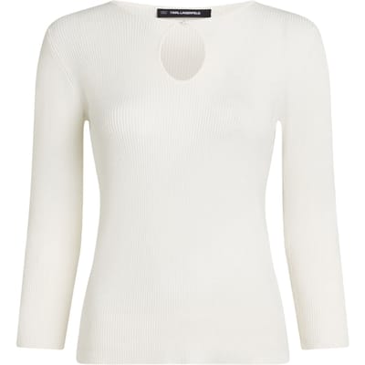 Karl Lagerfeld Keyhole Detail Knit Top Snow White Taglia: XL | Maglie a manica lunga Outlet | Donna | Bianco