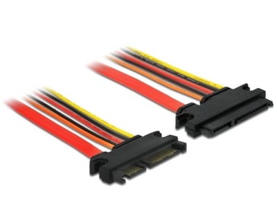SATA data- en voeding verlengkabel - 3,3V + 5V + 12V - SATA600 - 6 Gbit/s - 0,20 meter