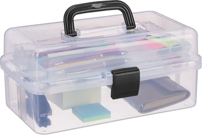Opbergbox - 9 vakken - naaidoos - gereedschapskist - transparant-zwart