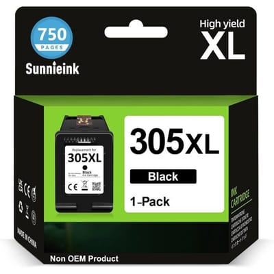 Cartouche Encre 305 XL Noir - Sunnieink - Compatible HP - Rendement 750 pages - Pack de 1