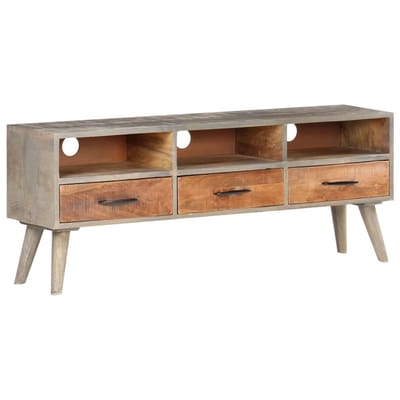 vidaXL - Tv-meubel - 130x35x51 - cm - massief - ruw - mangohout - grijs