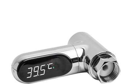Douchetemperatuurmeter - Badmonitor LED - Veilig Douchen - Directe Kleurwaarschuwing - 8.1 x 8.06 cm - Zilver