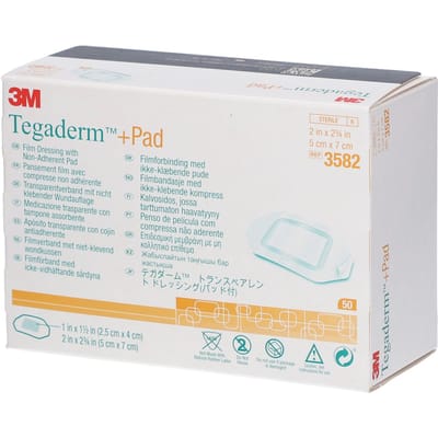 Tegaderm™ +Pad Transparant Verband met Absorberend Kussentje, 3582, 5 cm x 7 cm, 50 stuks/doos
